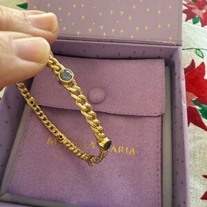 Melinda Maria textured gold bracelet bangle with gorgeous labradorite gemstones